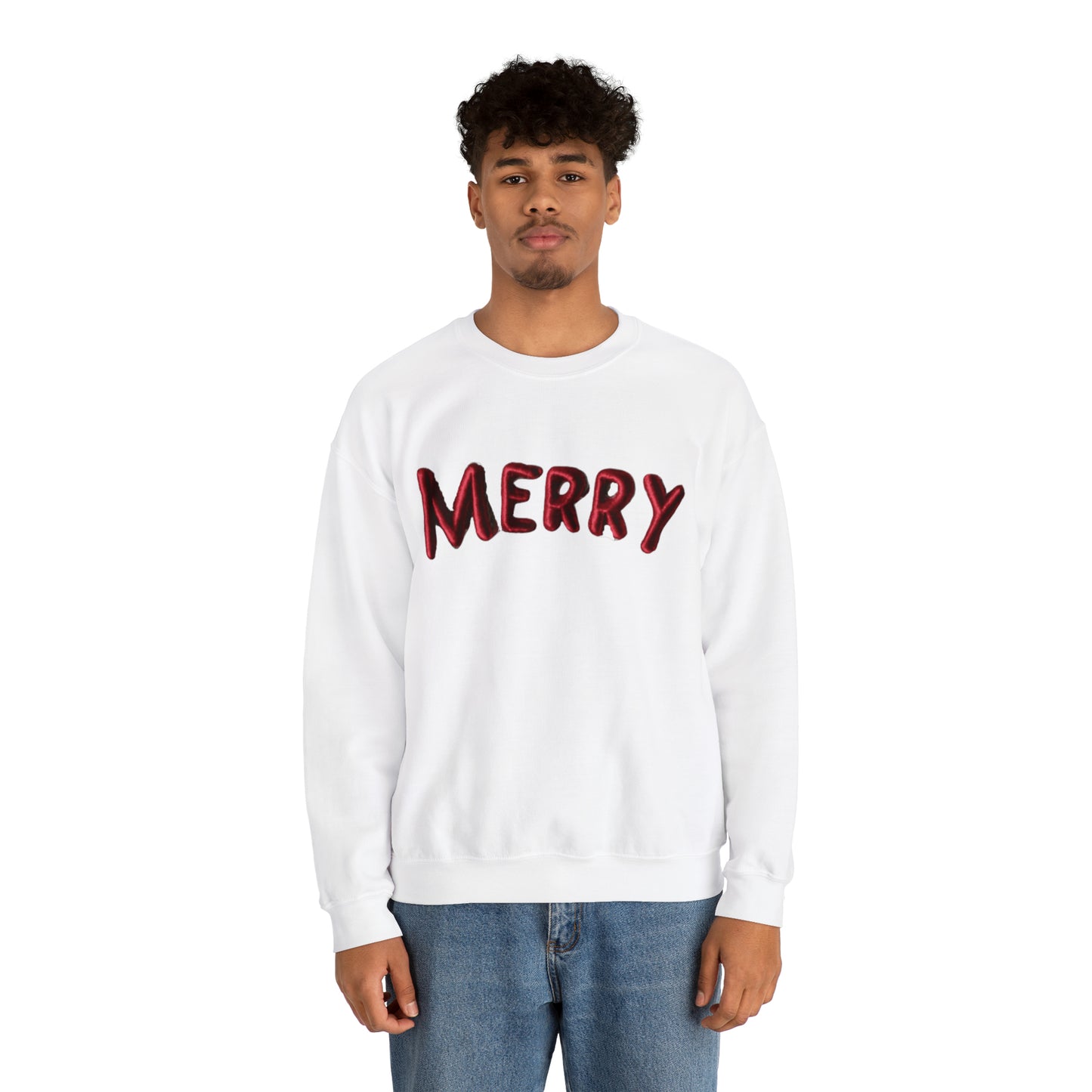 Merry Chenille Patch - Christmas Design - Unisex Heavy Blend™ Crewneck Sweatshirt