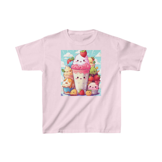 Strawberry Japan Milkshake - Kawaii Dessert Delight - Sweet Berry Anime Character - Kids Heavy Cotton™ Tee