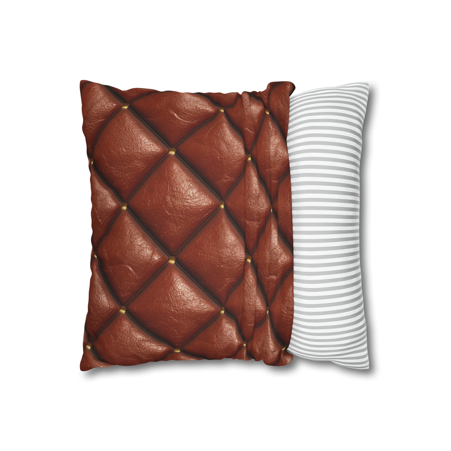 Brown Leather Cognac Pattern Rugged Durable Design Style - Spun Polyester Square Pillow Case