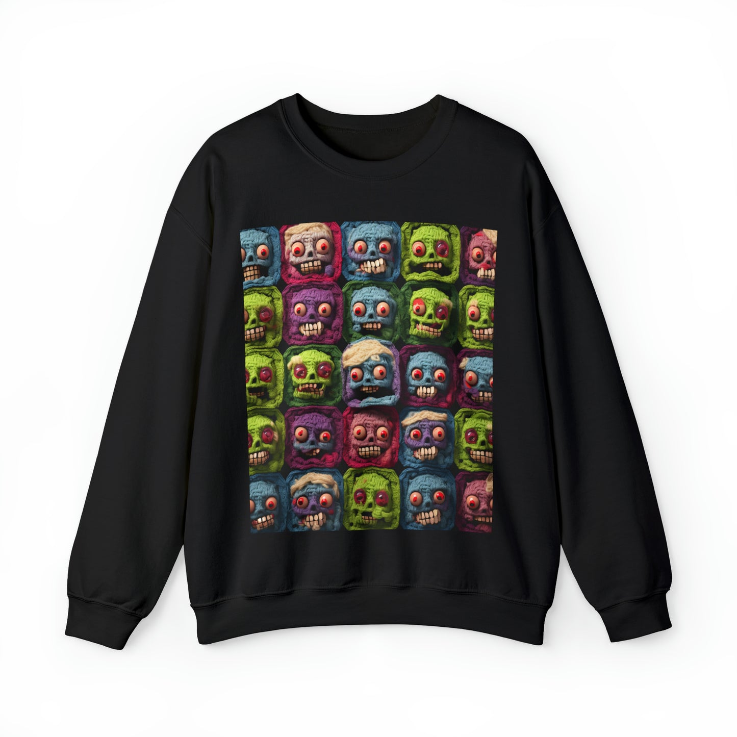 Zombie Crochet Halloween Spooky Holiday Festive Horror Living Dead - Unisex Heavy Blend™ Crewneck Sweatshirt