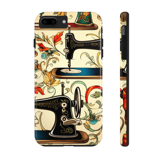 Classic Sewing Machines and Vibrant Thread Spools Pattern, Tailoring and Quilting - Tough Phone Cases