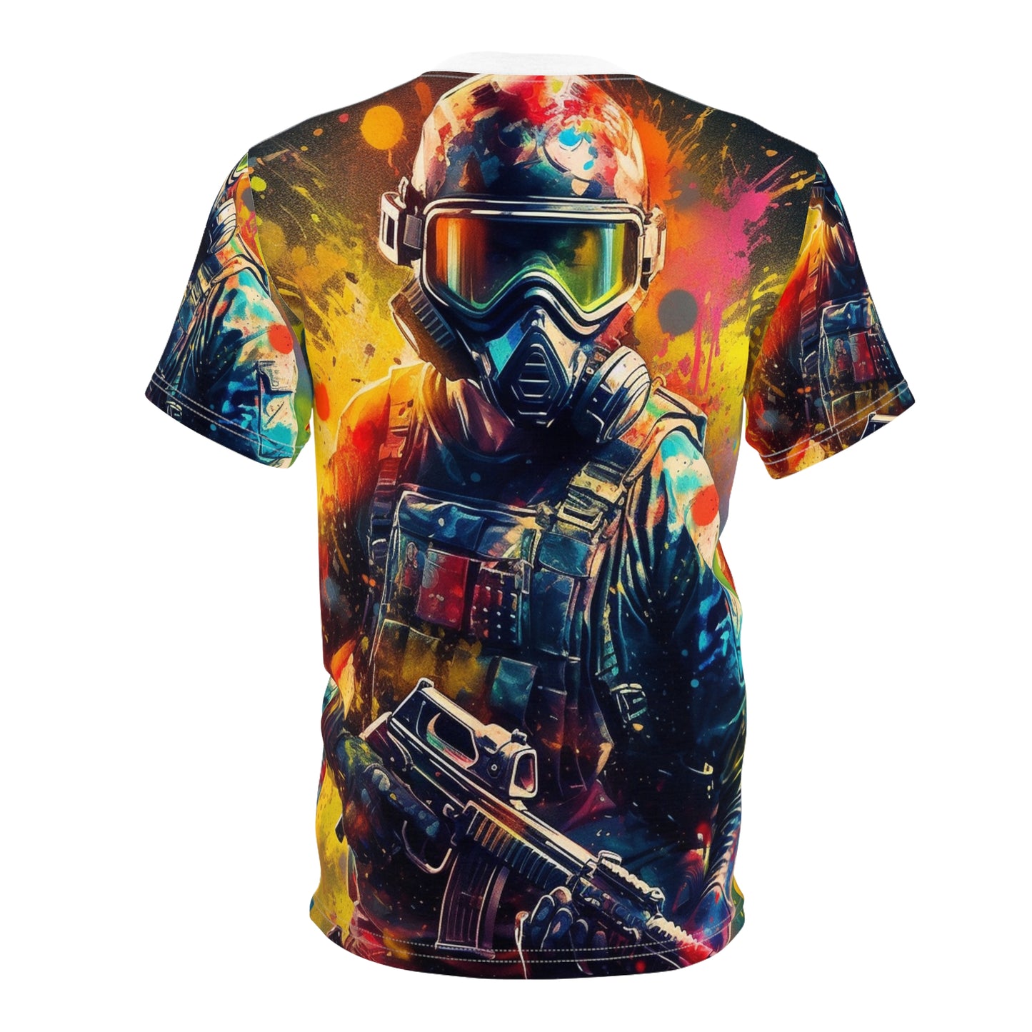 Paintball Game Sport: Professional Action Shot Target Player - Unisex Cut & Sew Tee (AOP)