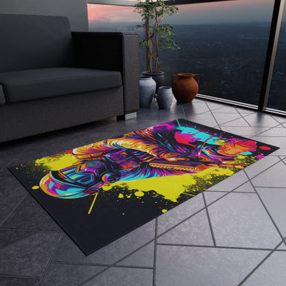 Paintball Action Sport: Player in Battle, Paint Splatter - Outdoor Rug