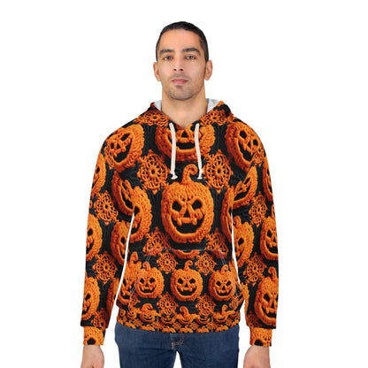 Halloween Crochet Pumpkin Scary Horror Festive Holiday Pattern - Unisex Pullover Hoodie (AOP)