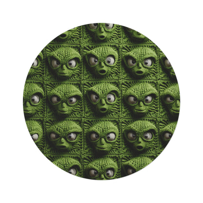 Alien Granny Square Crochet - Galacitc Space Sci fi Fantasy Theme - Round Rug