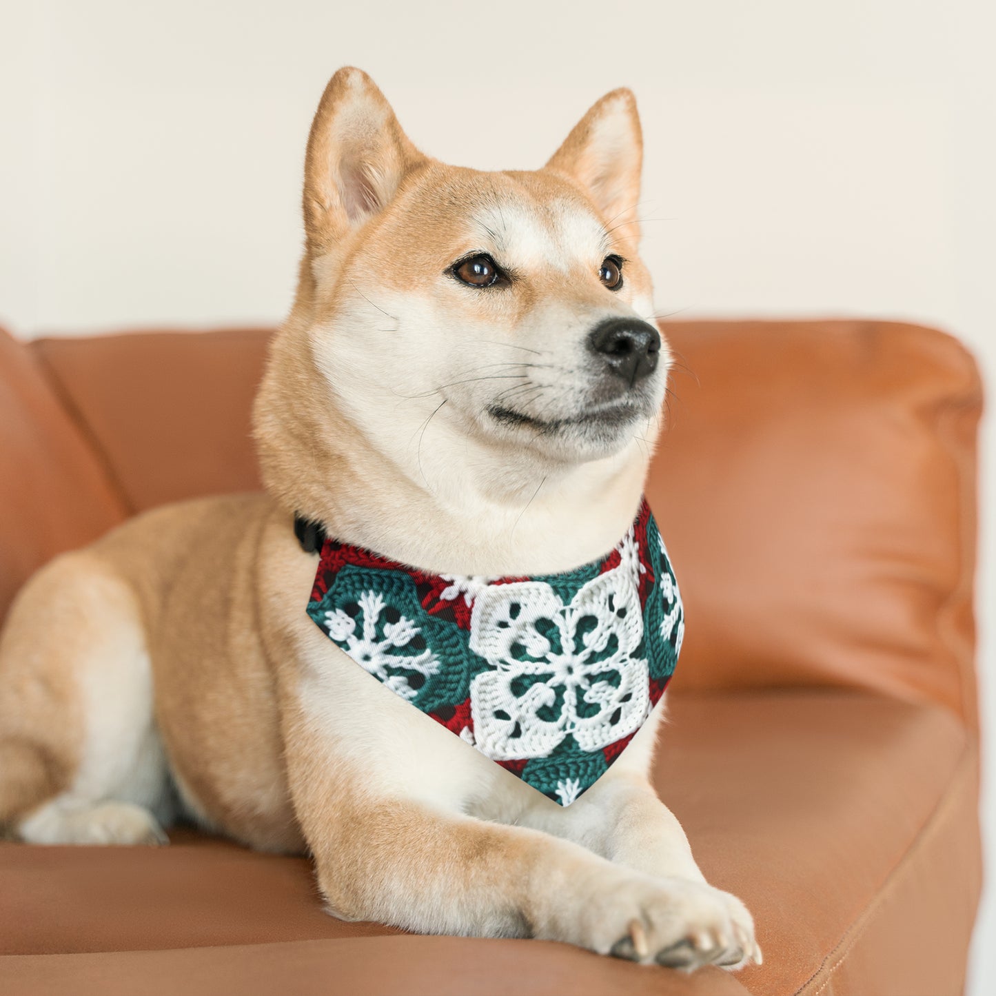 Christmas Snowflake Crochet, Festive Yuletide, Winter Wonderland Craft, Ice Crystal, Holiday Decor, Seasonal Adornments - Dog & Pet Bandana Collar