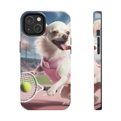 Chihuahua Tennis Ace: Dog Pink Outfit, Court Atheletic Sport Game - Tough Phone Cases