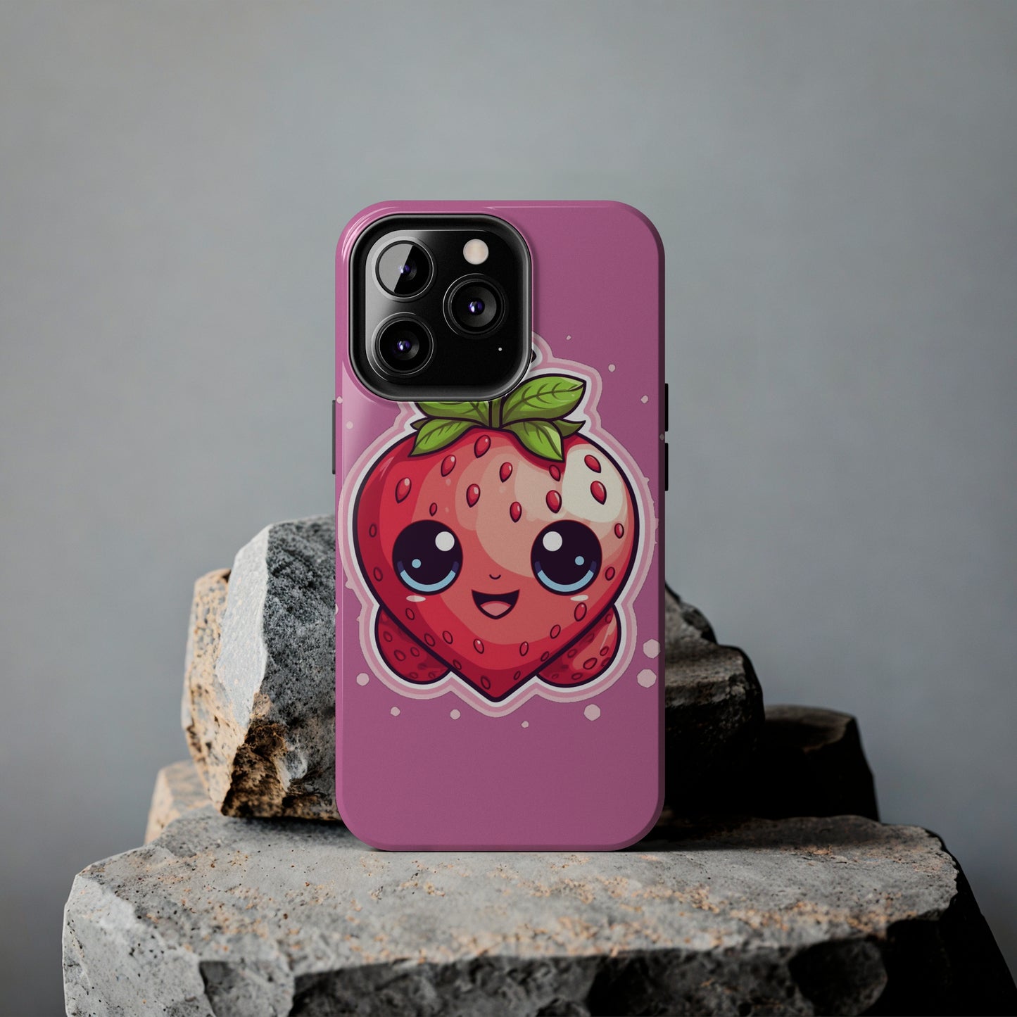 Kawaii Strawberry Adventure - Anime Classic Traditional Japanese Fruit - Otaku Artwork - Tough Phone Cases