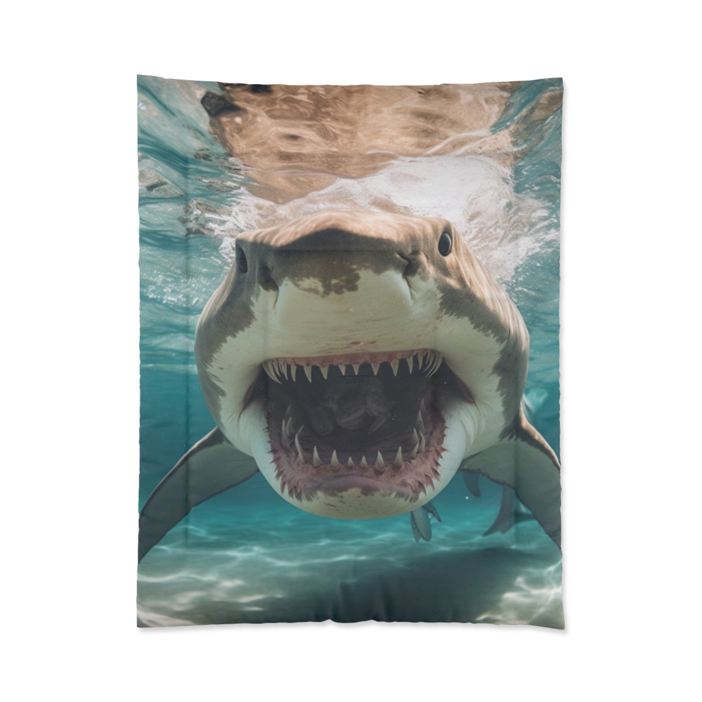 Bull Shark: River Monster Menace - Realistic Dark Water Predator - Bed Comforter