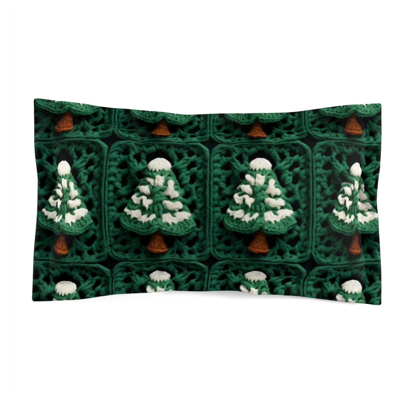 Ganchillo de árboles de Navidad de hoja perenne, artesanía navideña de pino festivo, bosque navideño, invierno - funda de almohada de microfibra