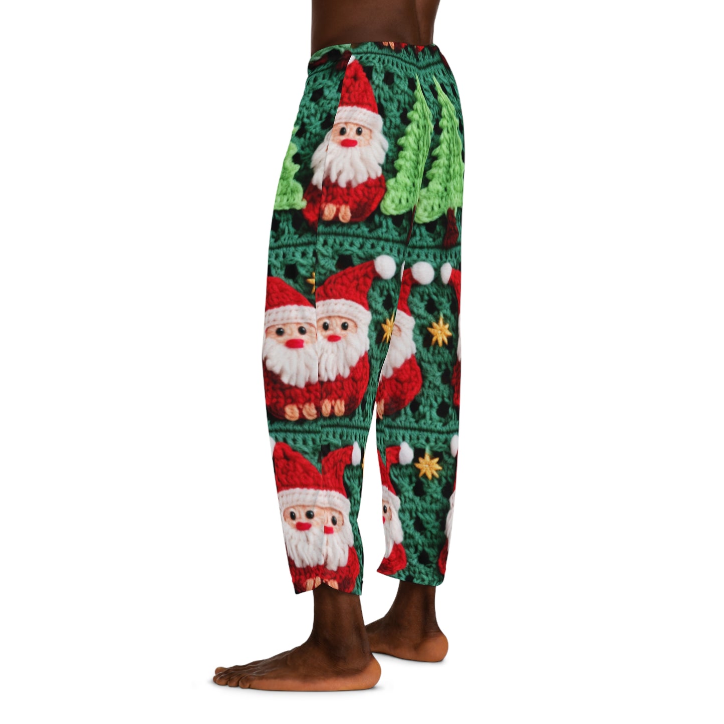 Santa Claus Crochet Pattern, Christmas Design, Festive Holiday Decor, Father Christmas Motif. Perfect for Yuletide Celebration - Men's Pajama Pants (AOP)