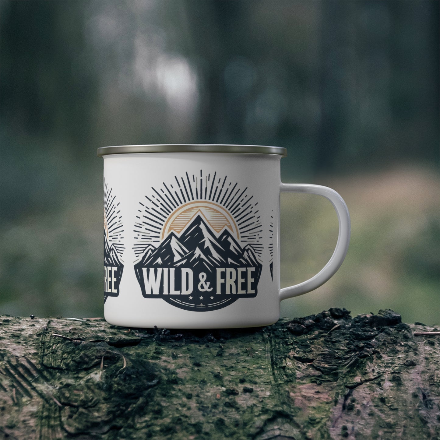 Wild and Free - Embrace Outdoors, Cozy Comfort Adventure Seekers - Enamel Camping Mug