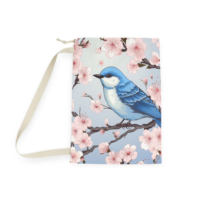 Cherry Blossom Tree Blue Bird Laundry Bag