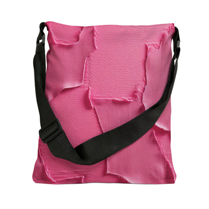 Distressed Neon Pink: Edgy, Ripped Denim-Inspired Doll Fabric - Adjustable Tote Bag (AOP)