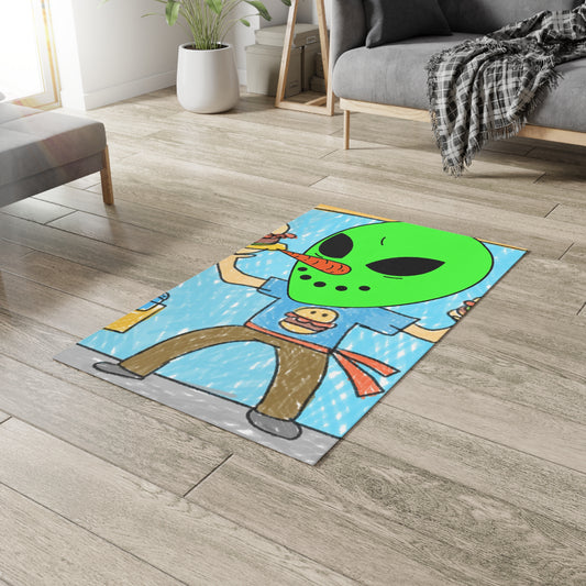 Chef Veggie Burger Vegetable Visi Visitor Alien Vegan Vegetarian Food Dobby Rug