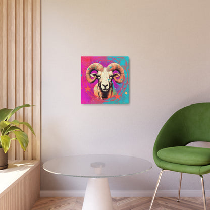 Constelación de Aries del arte pop - Símbolo vibrante del carnero del zodíaco - Signo de arte metálico 