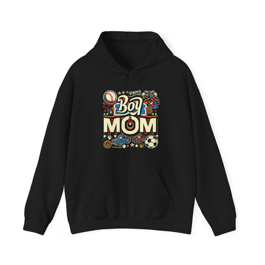Proud Boymom Design Shirt, Boy Mom Gift, Unisex Heavy Blend™ Hooded Sweatshirt