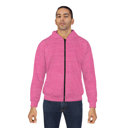 Doll-Like Pink Denim Designer Fabric Style - Unisex Zip Hoodie (AOP)