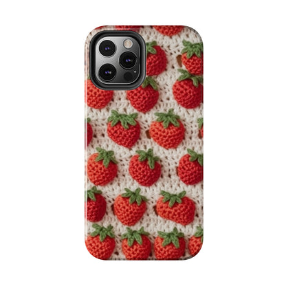 Strawberry Traditional Japanese, Crochet Craft, Fruit Design, Red Berry Pattern - Tough Phone Cases