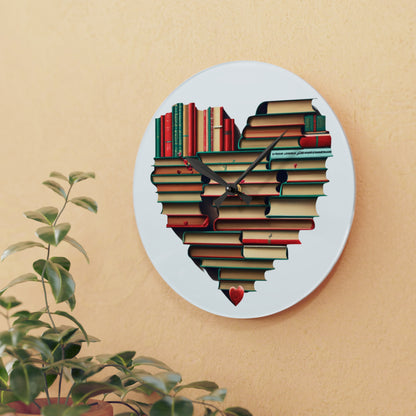 Book Read Heart - Acrylic Wall Clock