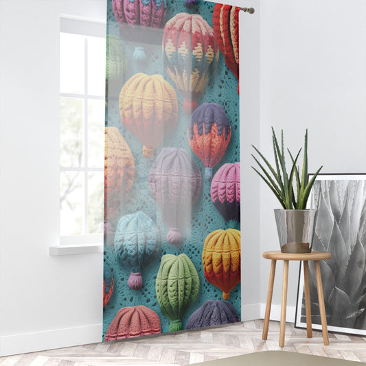 Crochet Hot Air Balloons Sky Travel Transport Scenic Style - Window Curtain