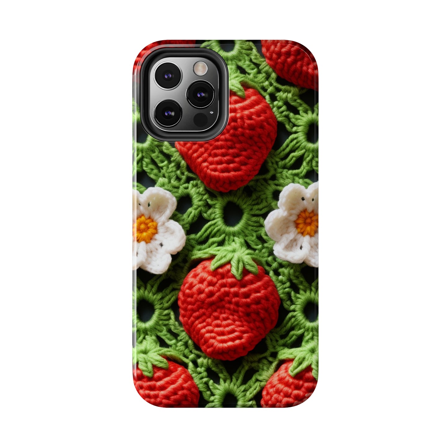 Strawberry Field Crochet - Forever Forest Greens - Fruit Berry Harvest Crop - Tough Phone Cases