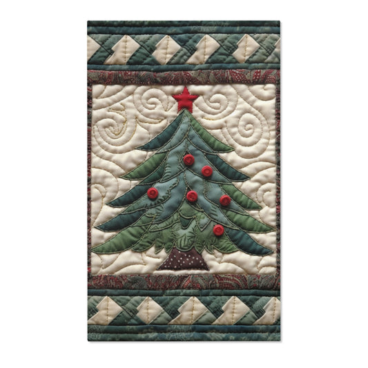 Christmas Tree Quilt Art - Cottagecore Festive Charm - Nostalgic Grandmillennial Style - Vintage Inspired Holiday Decor - Area Rugs