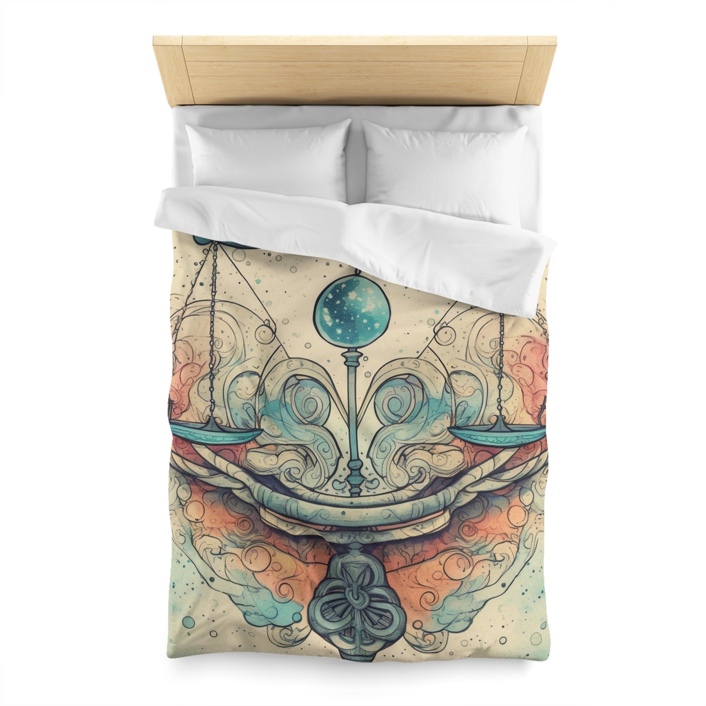 Libra Zodiac - Astrology Sign Street Art Equilibrium in Pastels - Microfiber Duvet Cover