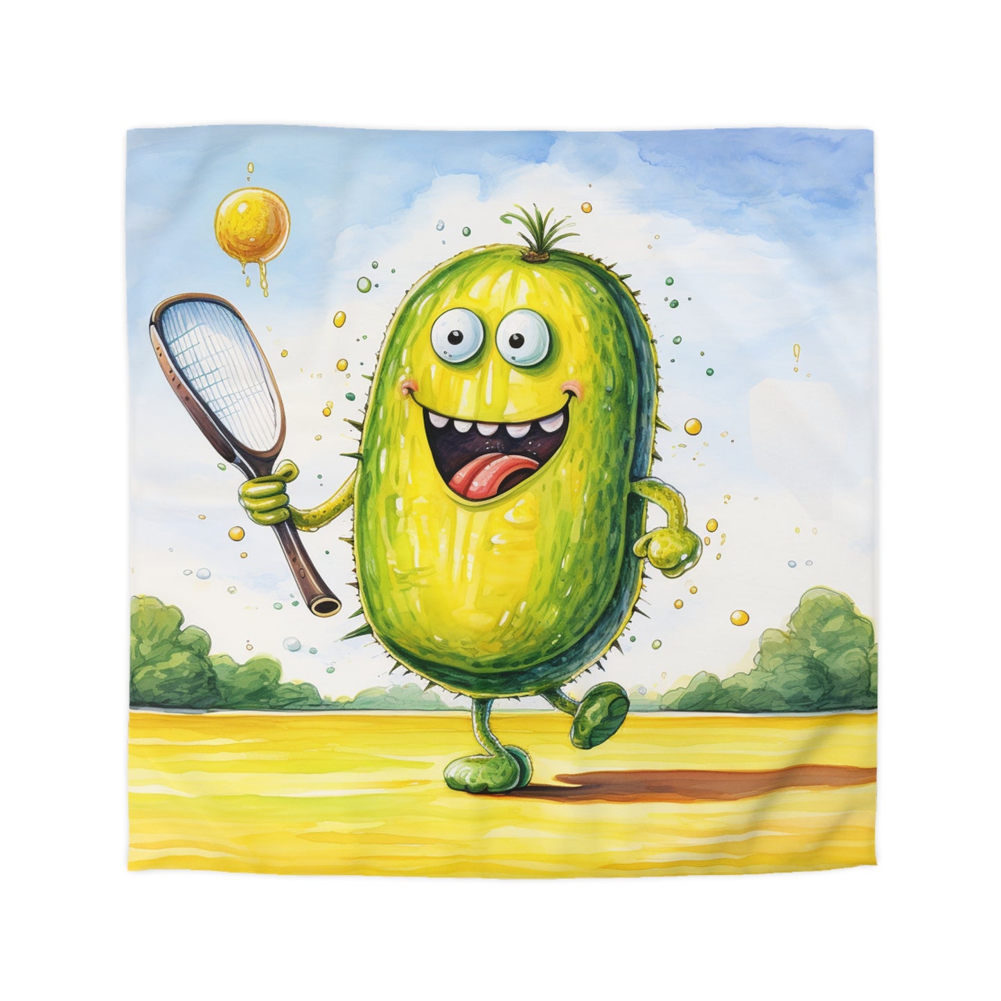 Pickleball Sport: Juego atlético de pepinillos con red y paleta - Funda nórdica de microfibra 