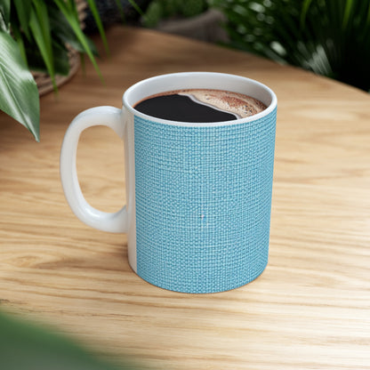 Bright Aqua Teal: Denim-Inspired Refreshing Blue Summer Fabric - Ceramic Mug 11oz