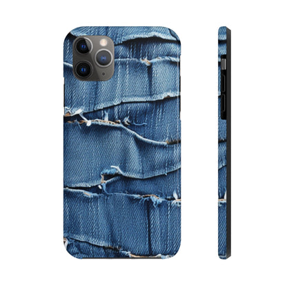 Midnight Blue Distressed Denim: Rugged, Torn & Stylish Design - Tough Phone Cases