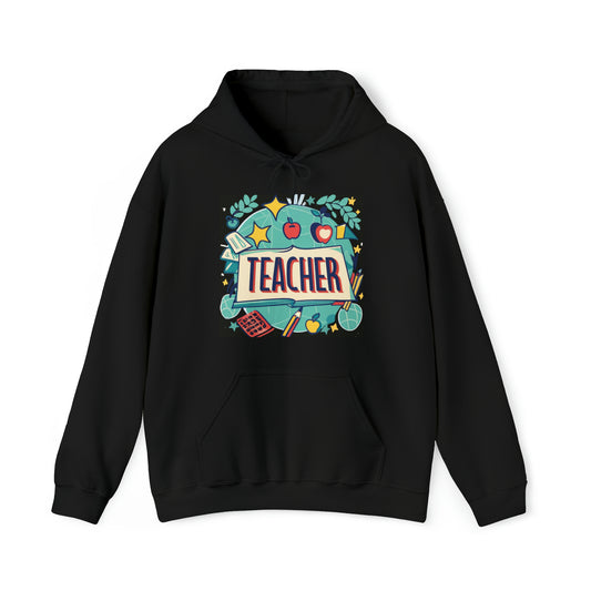 Teacher Schoolhouse Nostalgia Retro Educator Classroom - Sudadera con capucha unisex Heavy Blend™ 