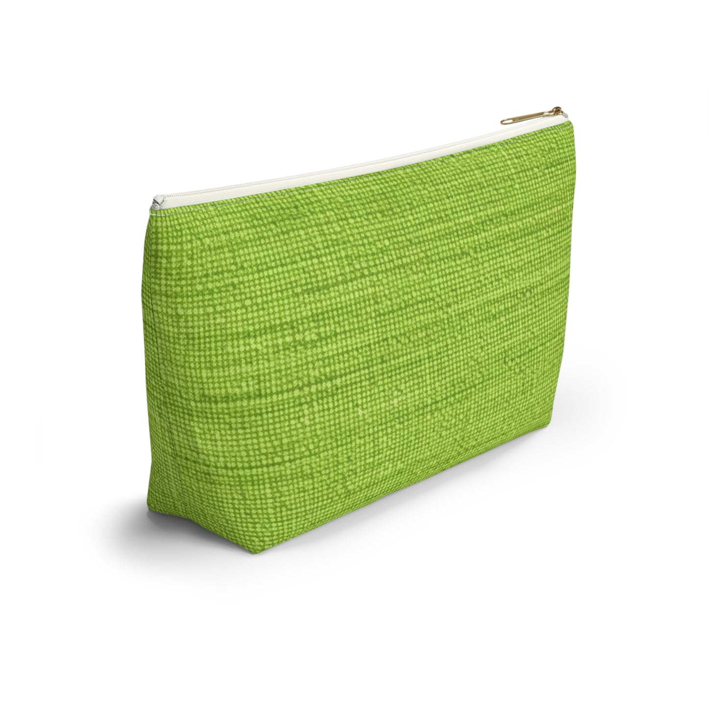 Lush Grass Neon Green: estilo de tela primaveral inspirado en la mezclilla - Estuche para accesorios con parte inferior en forma de T