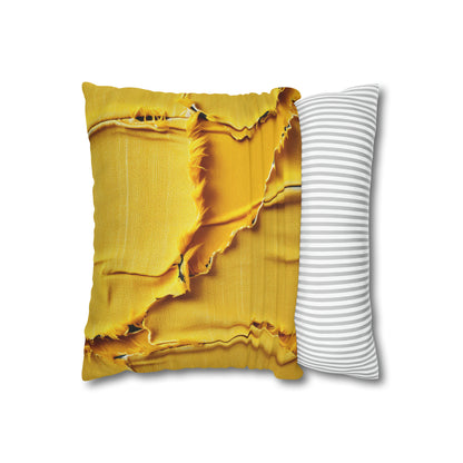 Banana Yellow Lemon: Bold Distressed, Denim-Inspired Fabric - Spun Polyester Square Pillow Case