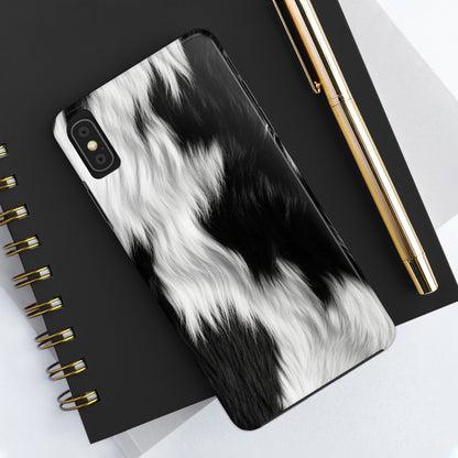 Cowhide on Hair Leather - Black and White - Designer Style - Tough Phone Cases