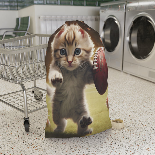 Football Kitty Fantasy: Feline Cat American Sport Quarterback - Laundry Bag