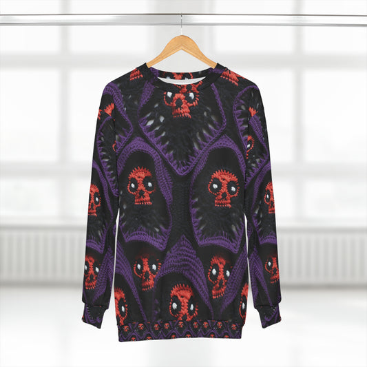 Grim Reaper Crochet Halloween Fright Scare Ghoul Fantasy Horror - Unisex Sweatshirt (AOP)