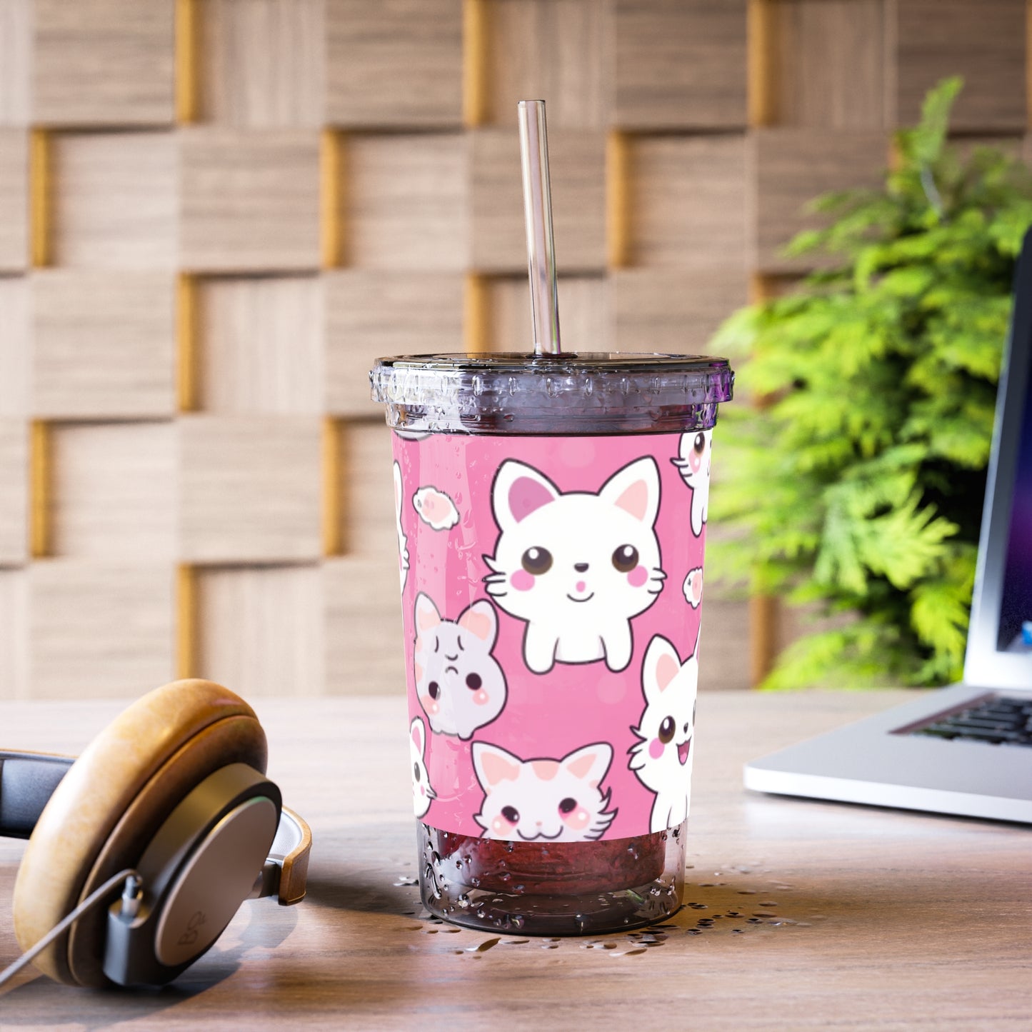 Cartoon Anime Kitten, Cat, Kitty - Cute and Colorful - Suave Acrylic Cup