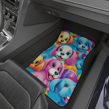 Happy Puppy & Dog Design - Vivid and Eye-Catching - Car Mats (Set of 4)