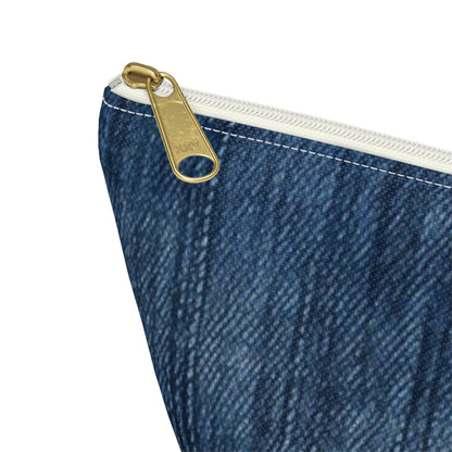 Indigo Splash: Washed Denim Reverie in Deep Blue - Accessory Pouch w T-bottom