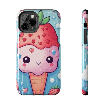 Kawaii Strawberry Sundae Cone - Traditional Japanese Anime Dessert Delight - Sweet Berry Otaku Gift - Tough Phone Cases