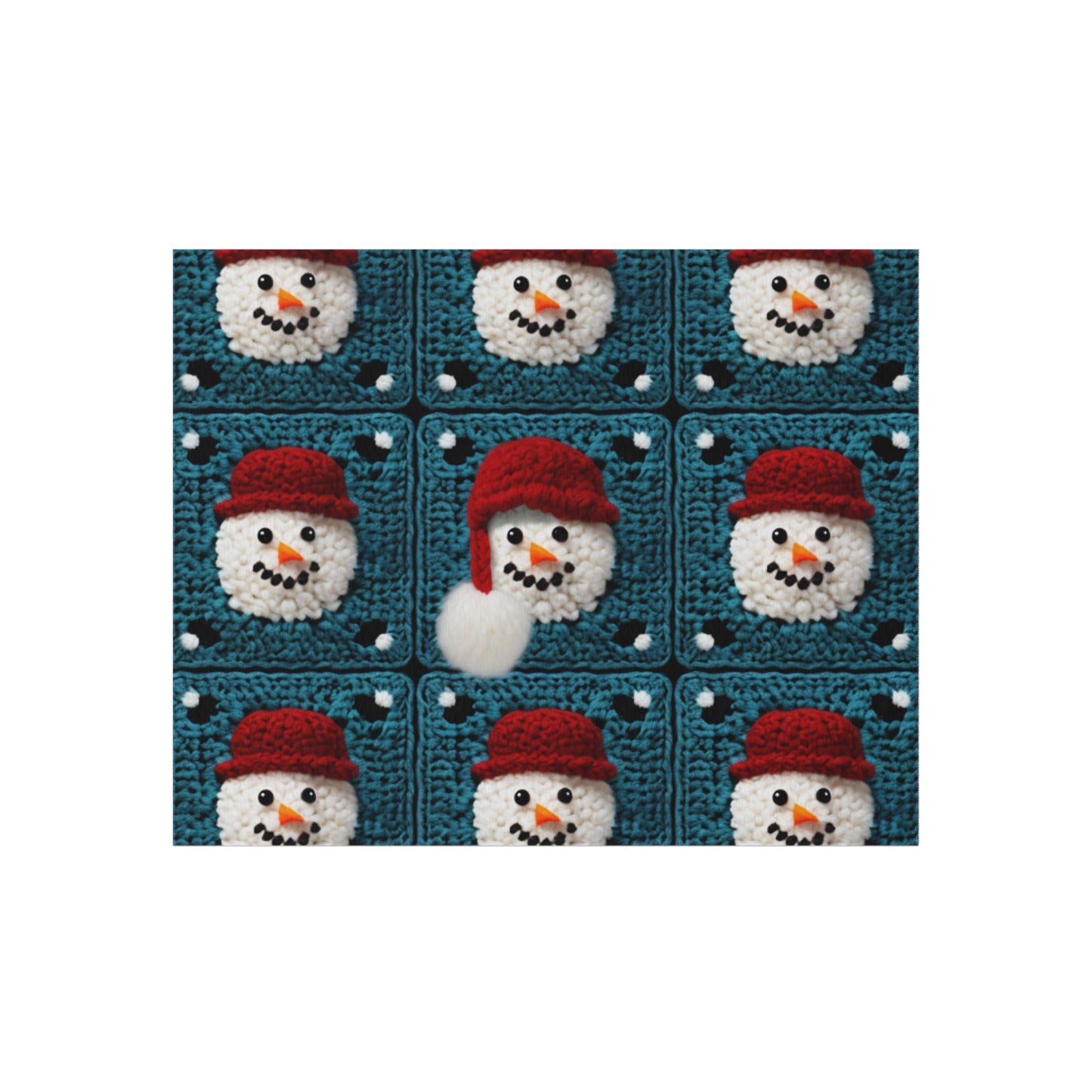 Snowman Crochet Craft, Festive Yuletide Cheer, Winter Wonderland - Outdoor Rug