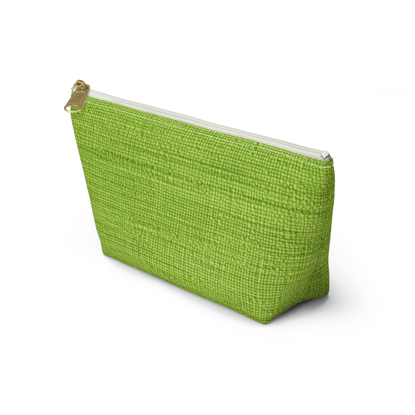 Lush Grass Neon Green: estilo de tela primaveral inspirado en la mezclilla - Estuche para accesorios con parte inferior en forma de T