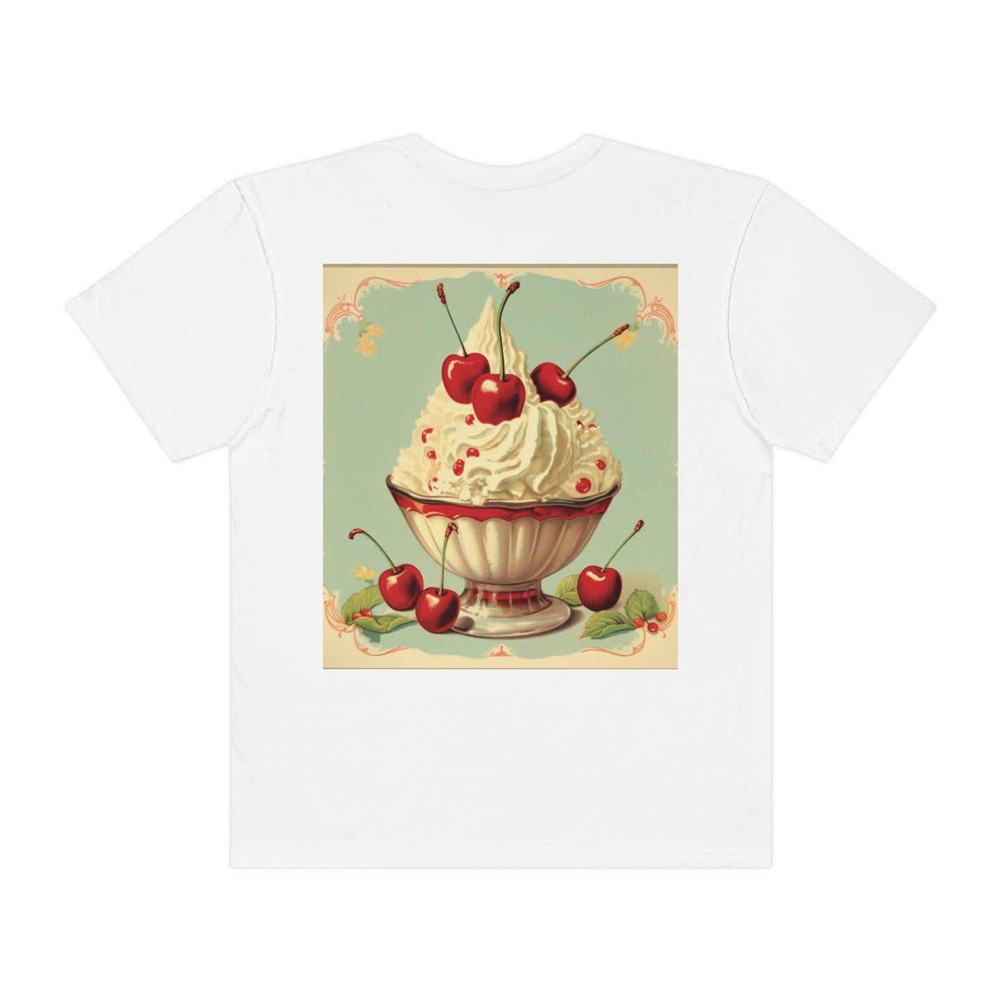 Retro Ice Cream Sundae Parlour Scoop Diner Dessert Art - Camiseta unisex teñida de ropa