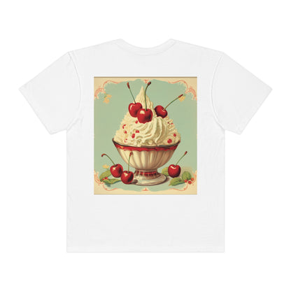 Retro Ice Cream Sundae Parlour Scoop Diner Dessert Art - Camiseta unisex teñida de ropa