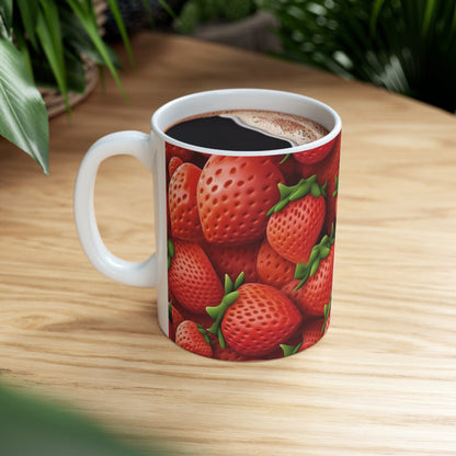 Fresas de jardín- Wild Sweet Gourmet - Granja que cultiva frutos rojos maduros - Taza de cerámica 11oz