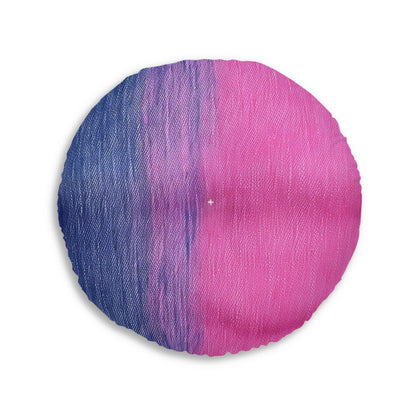 Dual Delight: Half-and-Half Pink & Blue Denim Daydream - Tufted Floor Pillow, Round