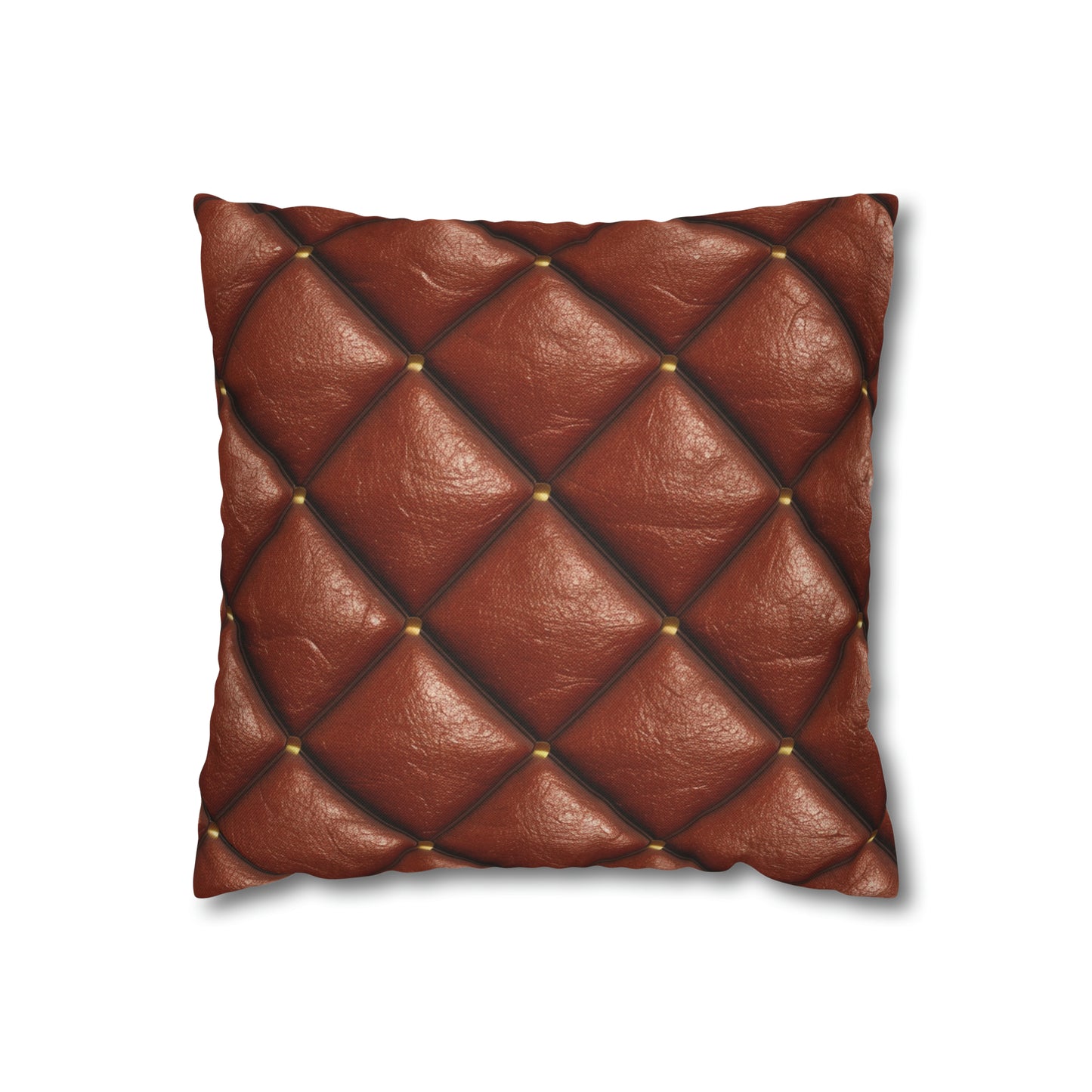 Brown Leather Cognac Pattern Rugged Durable Design Style - Spun Polyester Square Pillow Case