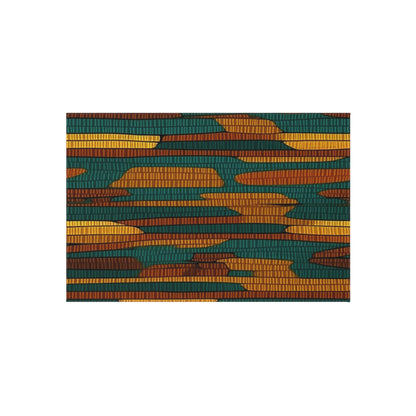 Teal & Dark Yellow Maya 1990's Style Textile Pattern - Intricate, Texture-Rich Art - Outdoor Rug