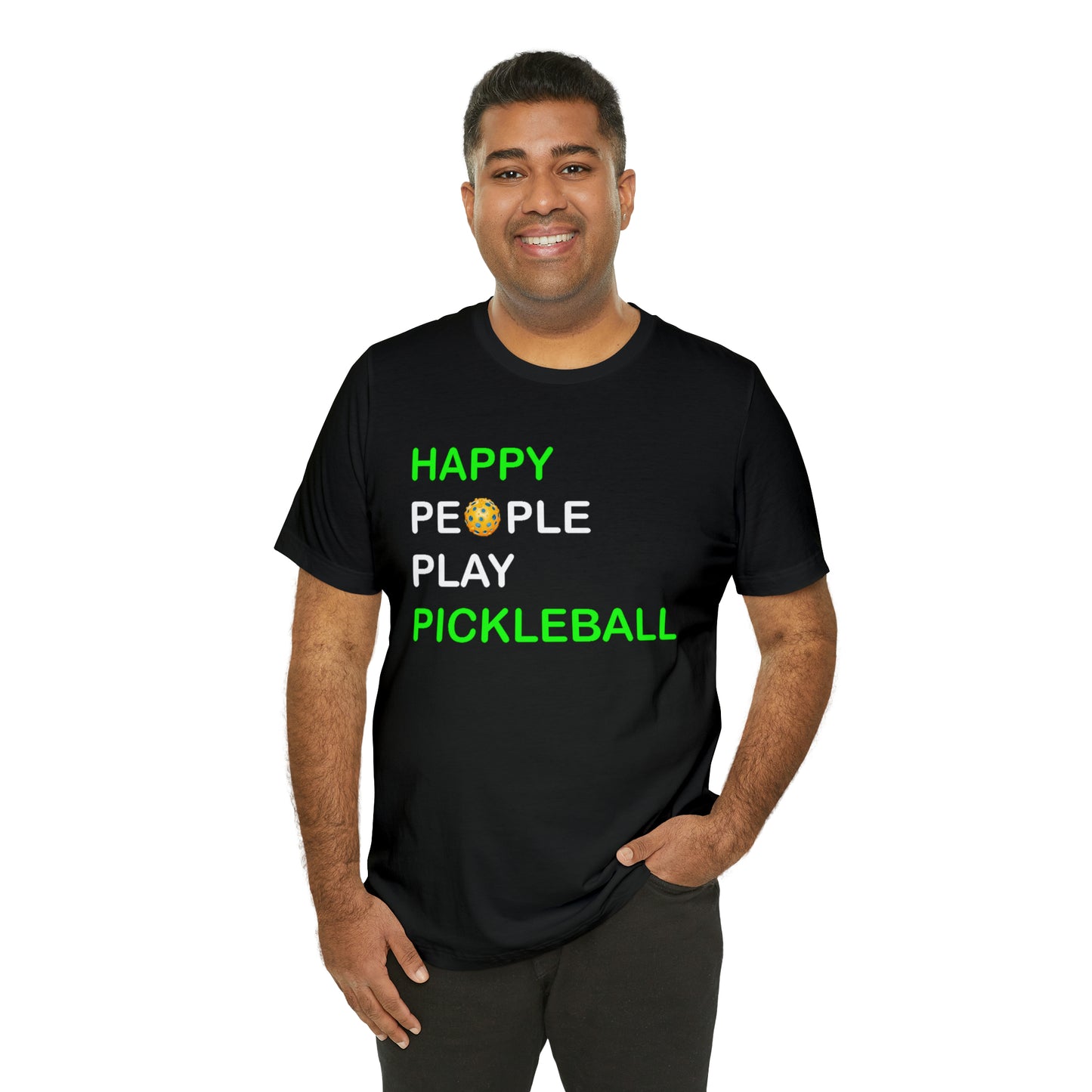 Happy People Play Pickleball Sport Game Doubles Graphic - Unisex Jersey Short Sleeve Tee